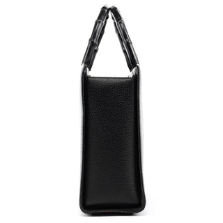 Gucci 002 1035 Black Leather Bamboo Tote Bag