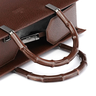 Gucci 002 1035 Brown Leather Bamboo 2-Way Tote Bag