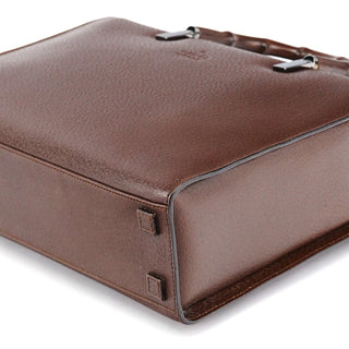 Gucci 002 1035 Brown Leather Bamboo 2-Way Tote Bag