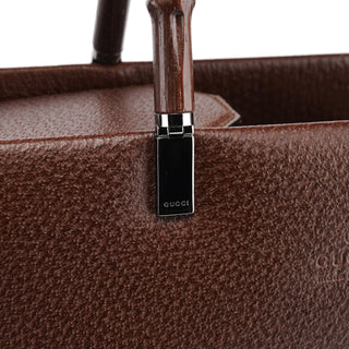 Gucci 002 1035 Brown Leather Bamboo 2-Way Tote Bag