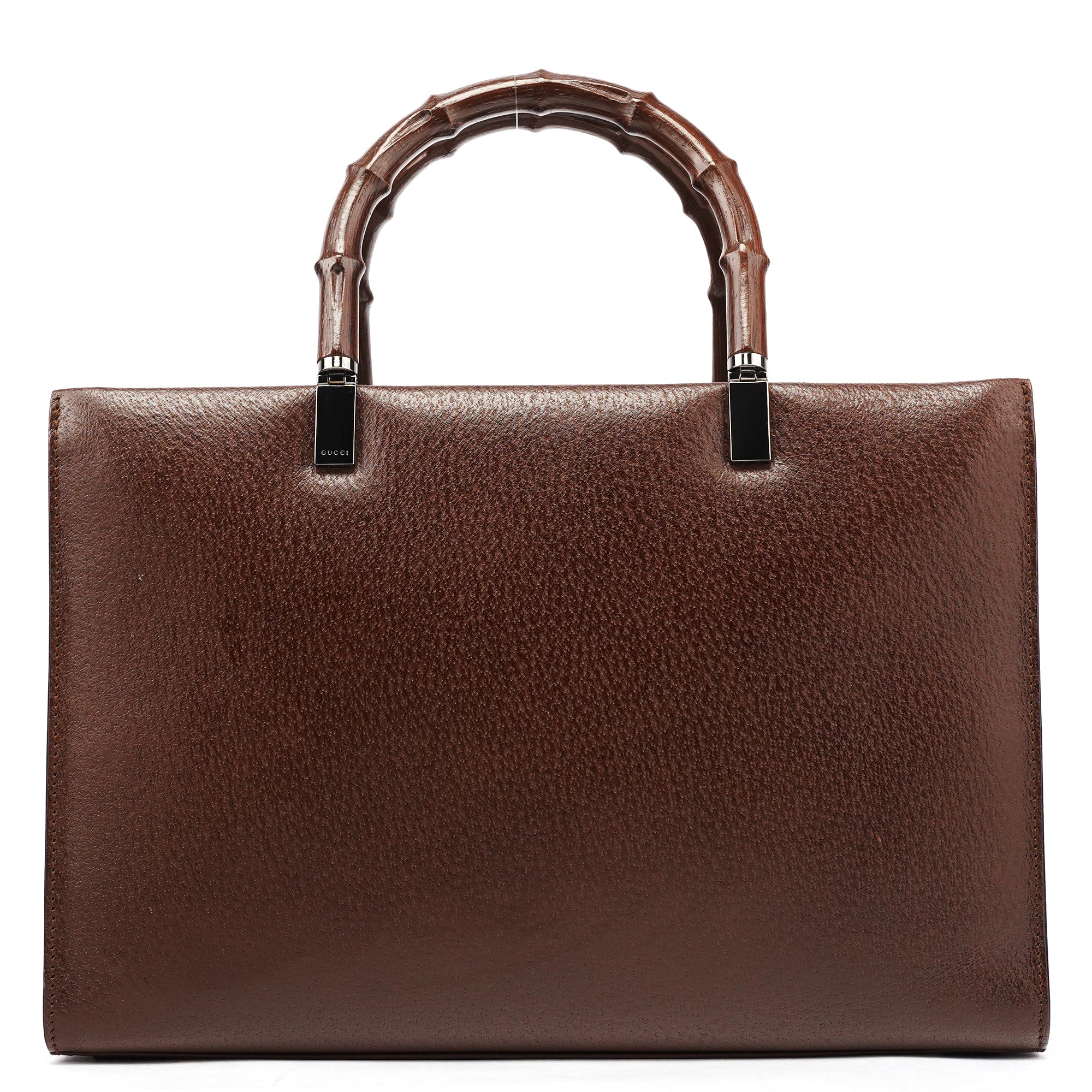 Gucci 002 1035 Brown Leather Bamboo 2-Way Tote Bag
