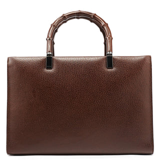 Gucci 002 1035 Brown Leather Bamboo 2-Way Tote Bag