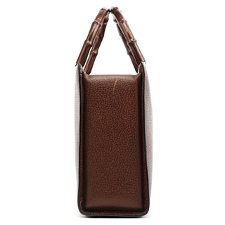 Gucci 002 1035 Brown Leather Bamboo 2-Way Tote Bag