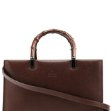 Gucci 002 1035 Brown Leather Bamboo 2-Way Tote Bag