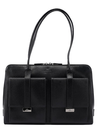 Gucci 002 1045 Black Leather Dual Pocket Tote