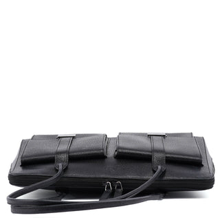 Gucci 002 1045 Black Leather Dual Pocket Tote