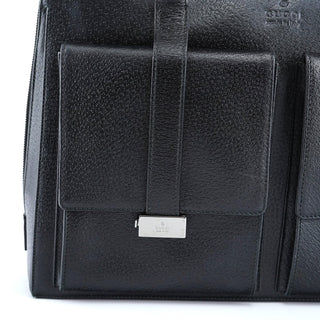 Gucci 002 1045 Black Leather Dual Pocket Tote