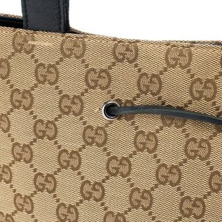 Gucci 002 1053 Beige GG Leather Drawstring Tote Bag