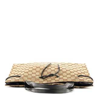 Gucci 002 1053 Beige GG Leather Drawstring Tote Bag