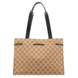 Gucci 002 1053 Beige GG Leather Drawstring Tote Bag