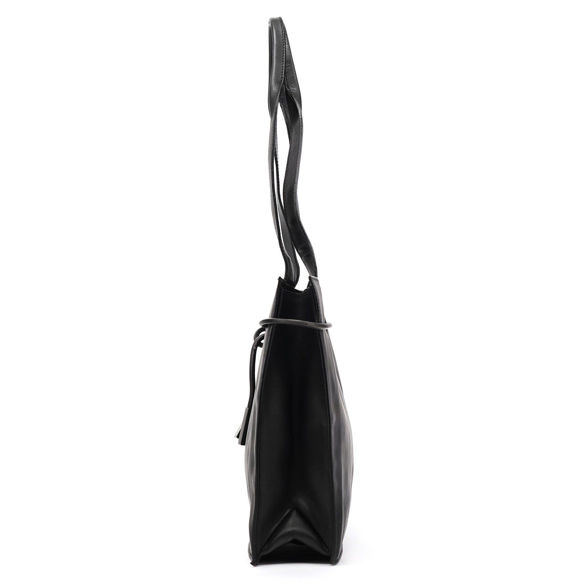 Gucci 002 1053 Black Leather Drawstring Tote Bag