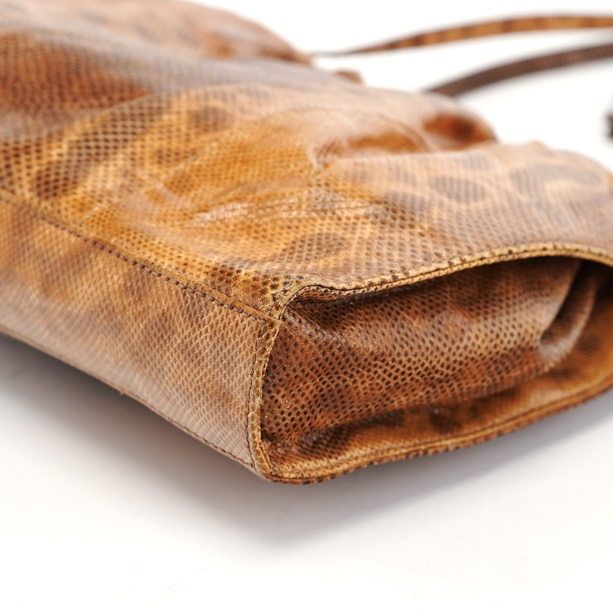 Gucci 002 1054 Beige Lizard Embossed Clutch Tote Bag