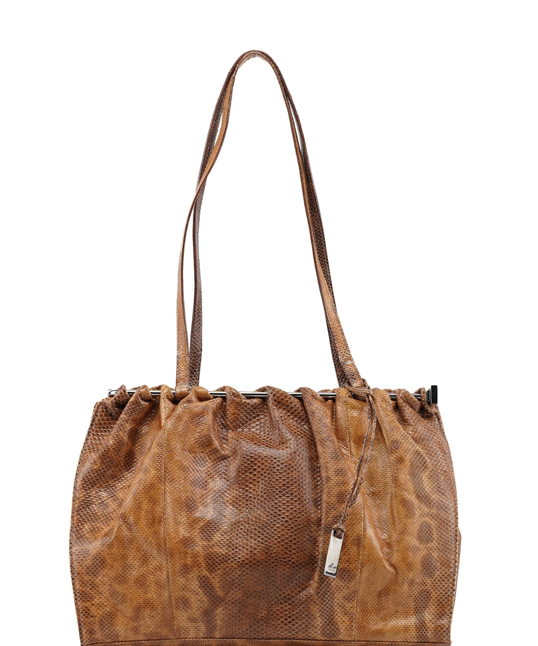 Gucci 002 1054 Beige Lizard Embossed Clutch Tote Bag