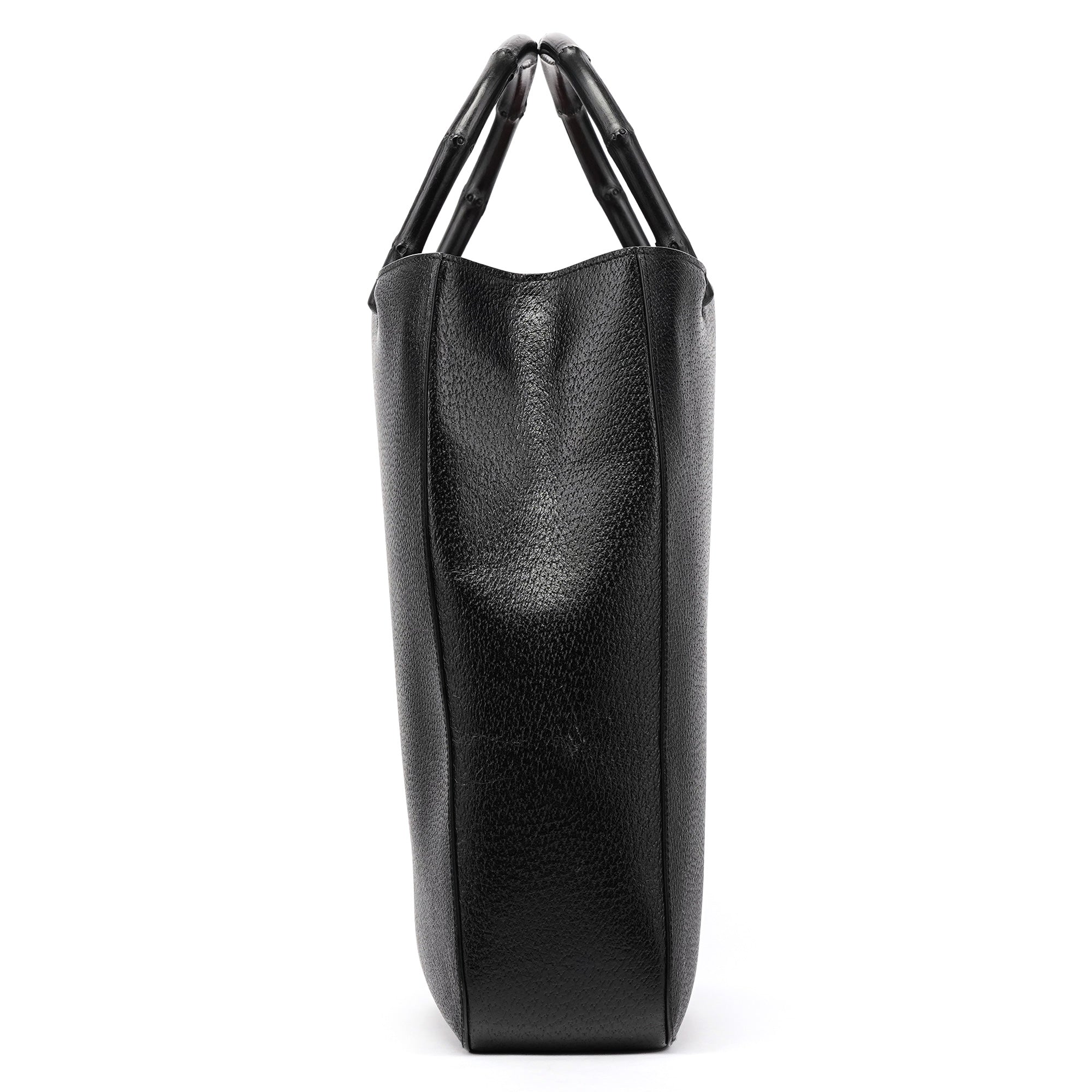 Gucci 002 1059 Black Leather Bamboo Top Handle Bag