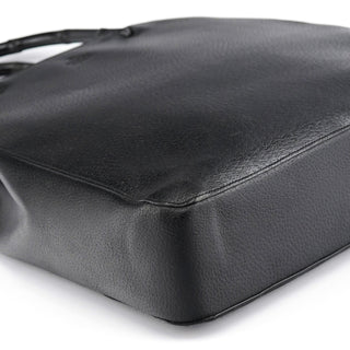 Gucci 002 1059 Black Leather Bamboo Tote Bag