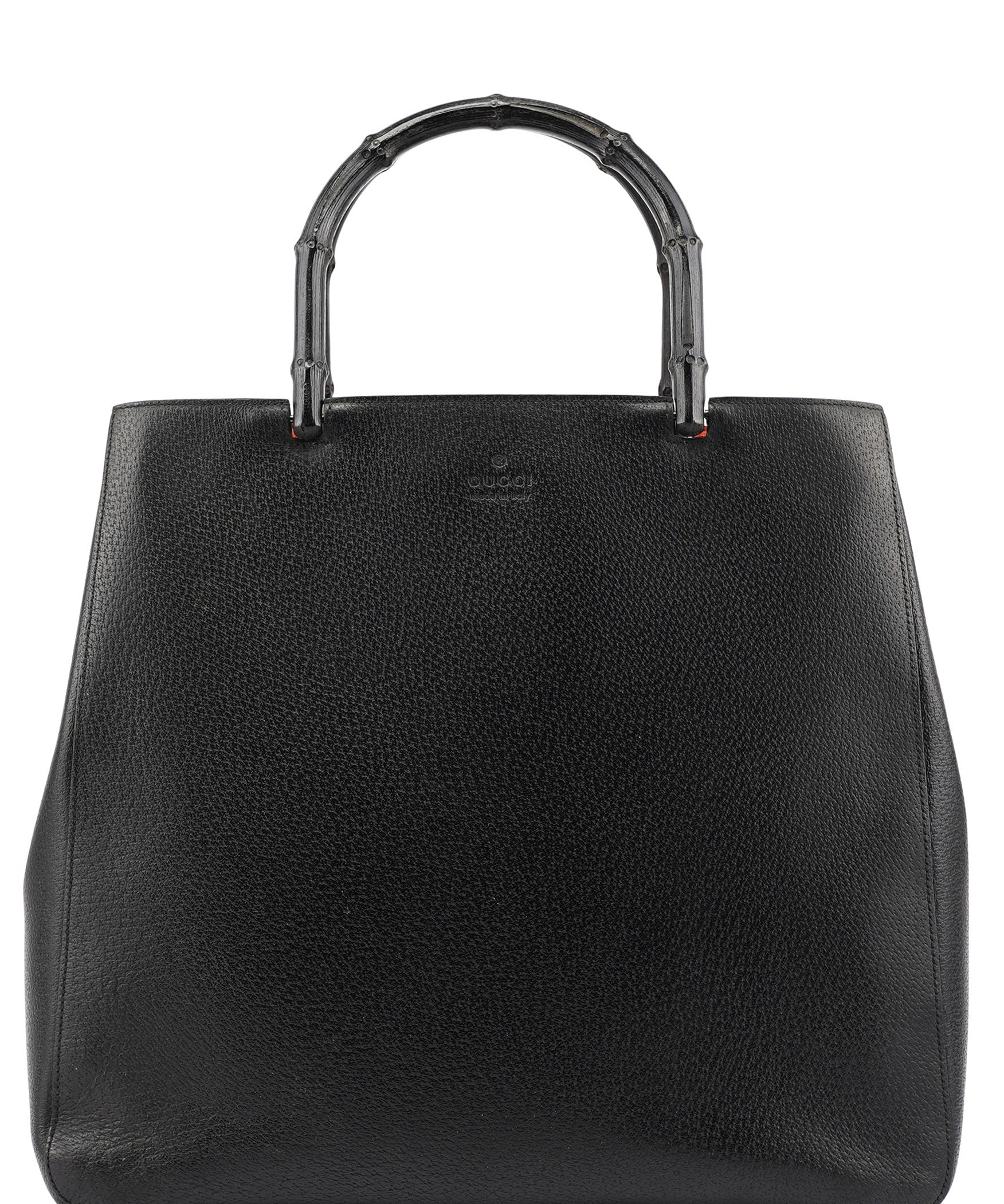 Gucci 002 1059 Black Leather Bamboo Tote Bag