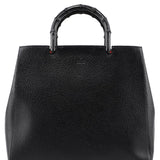 Gucci 002 1060 Black Leather Bamboo Tote