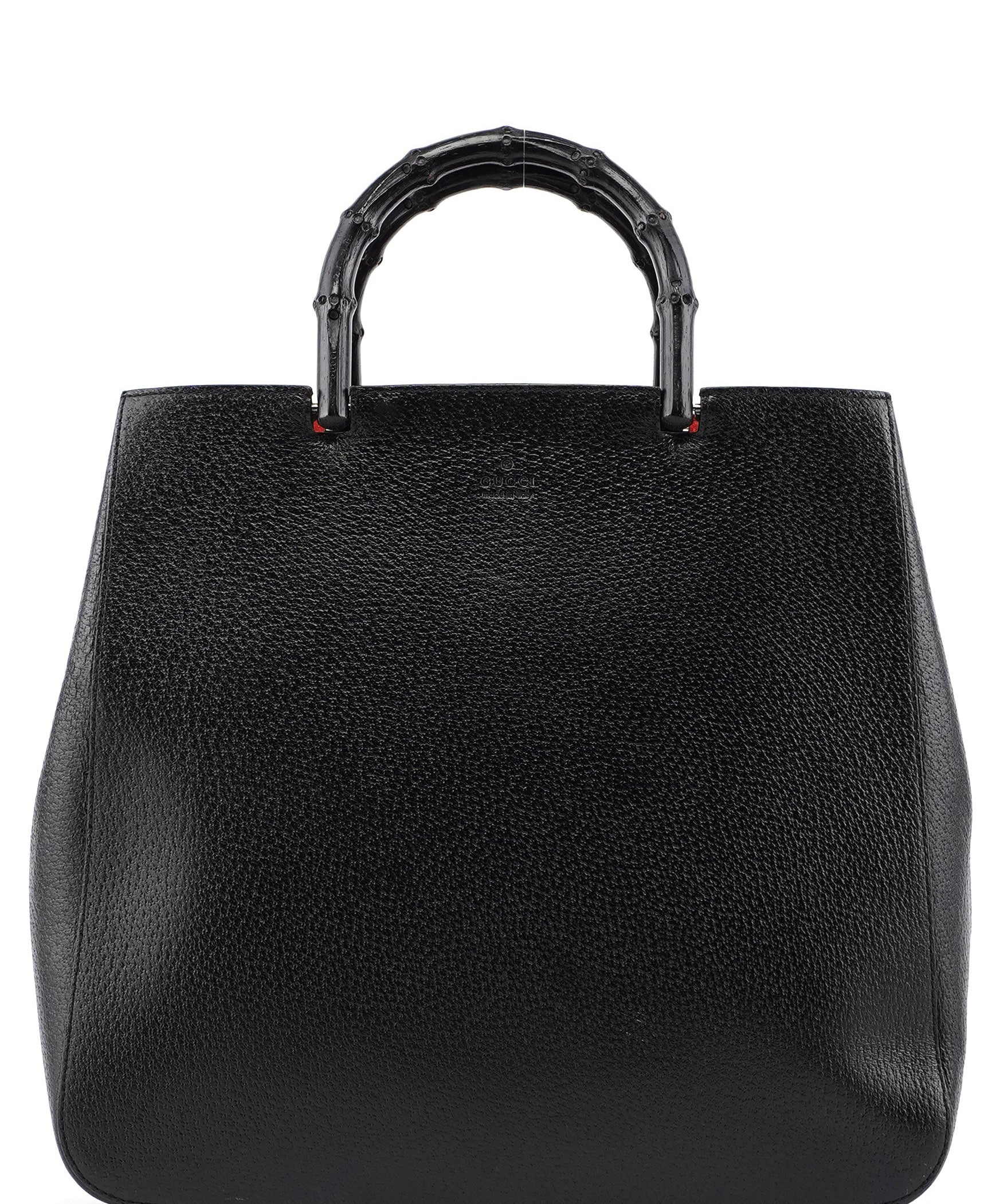 Gucci 002 1060 Black Leather Bamboo Tote