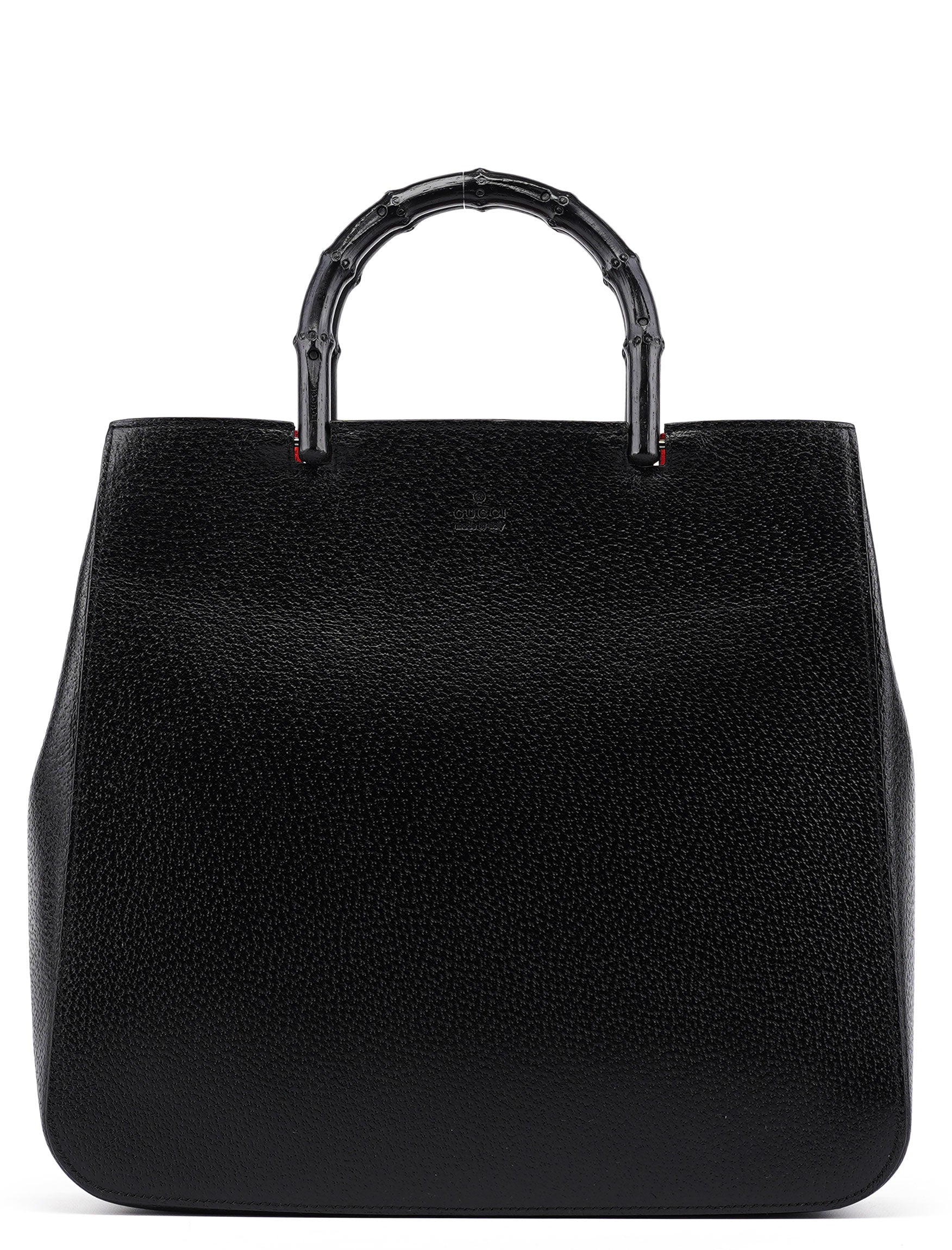 Gucci 002 1060 Black Leather Bamboo Tote