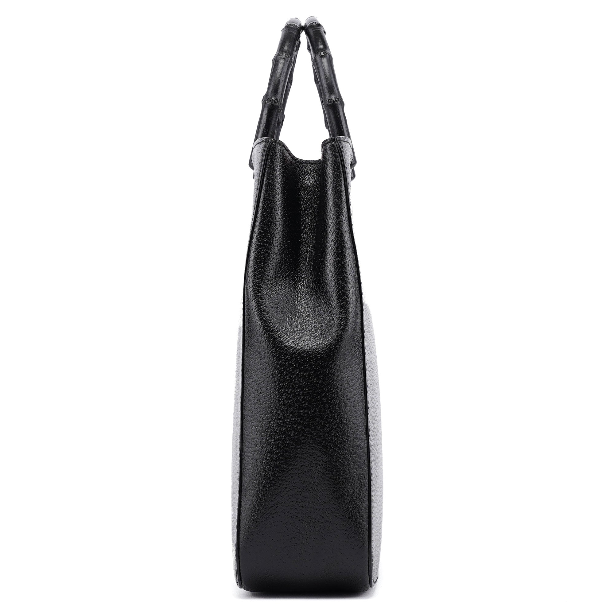 Gucci 002 1060 Black Leather Bamboo Tote