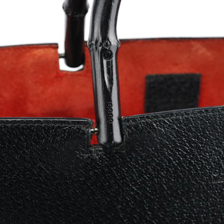 Gucci 002 1060 Black Leather Bamboo Tote Bag