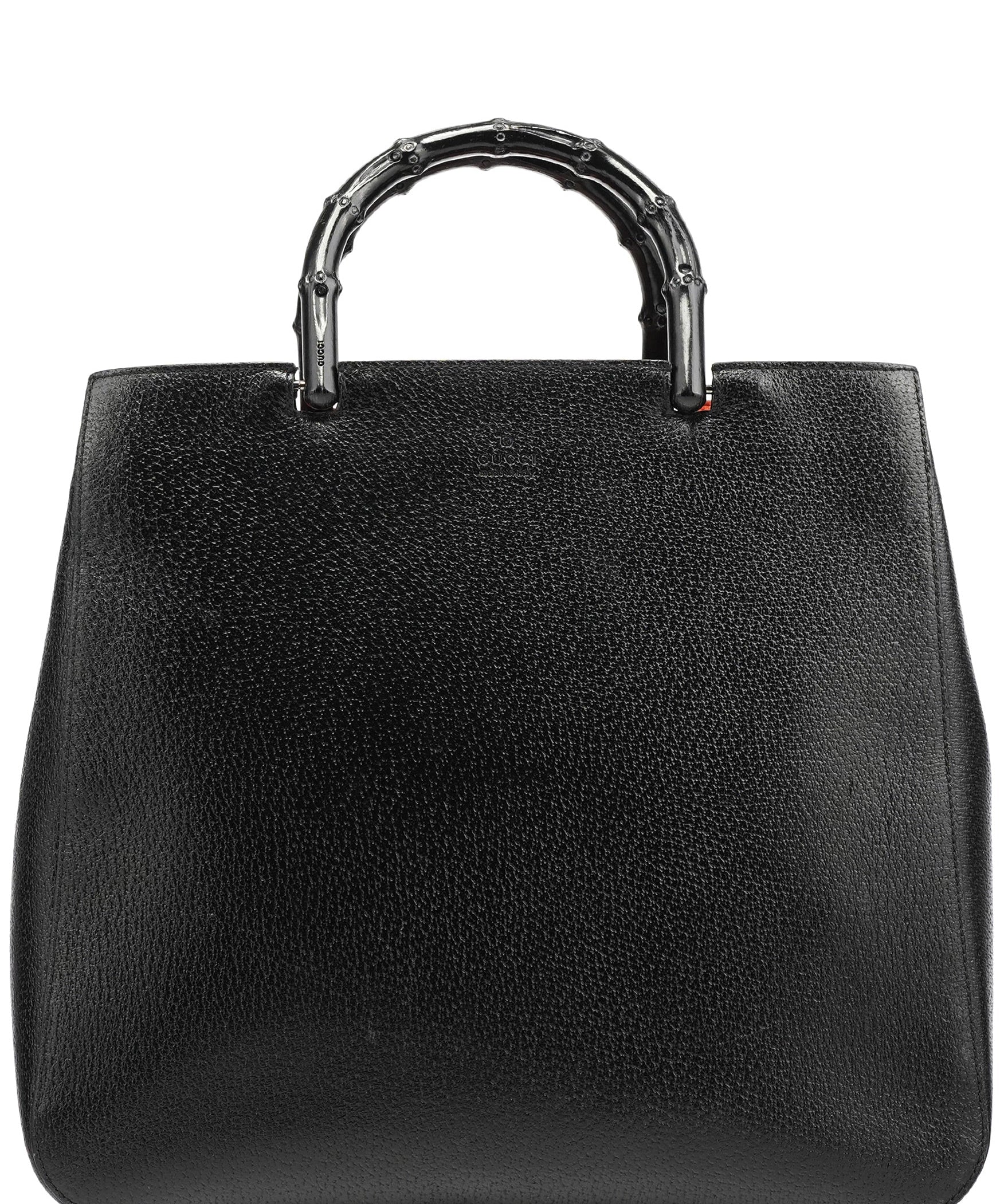 Gucci 002 1060 Black Leather Bamboo Tote Bag