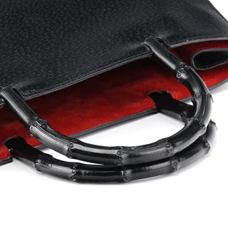 Gucci 002 1060 Black Leather Bamboo Tote Bag