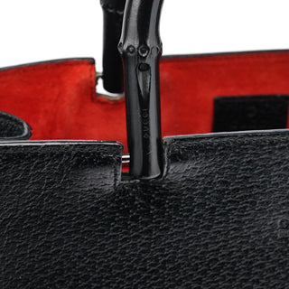 Gucci 002 1060 Black Leather Bamboo Tote Bag
