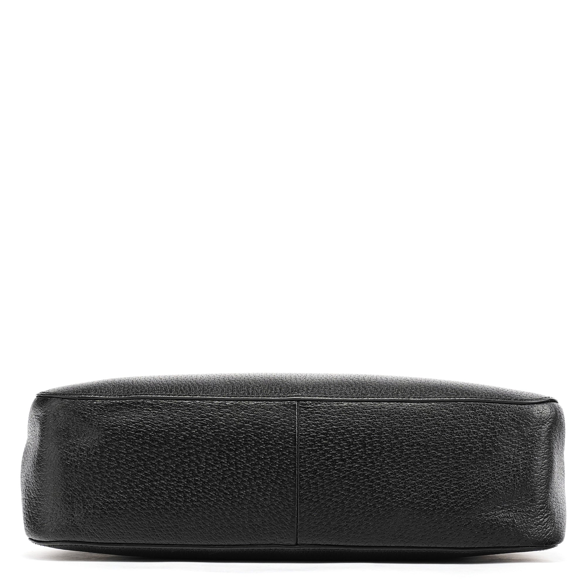 Gucci 002 1060 Black Leather Bamboo Tote Bag