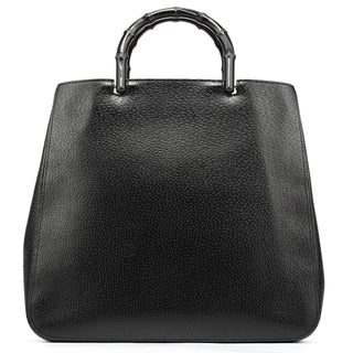 Gucci 002 1060 Black Leather Bamboo Tote Bag