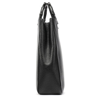 Gucci 002 1060 Black Leather Bamboo Tote Bag