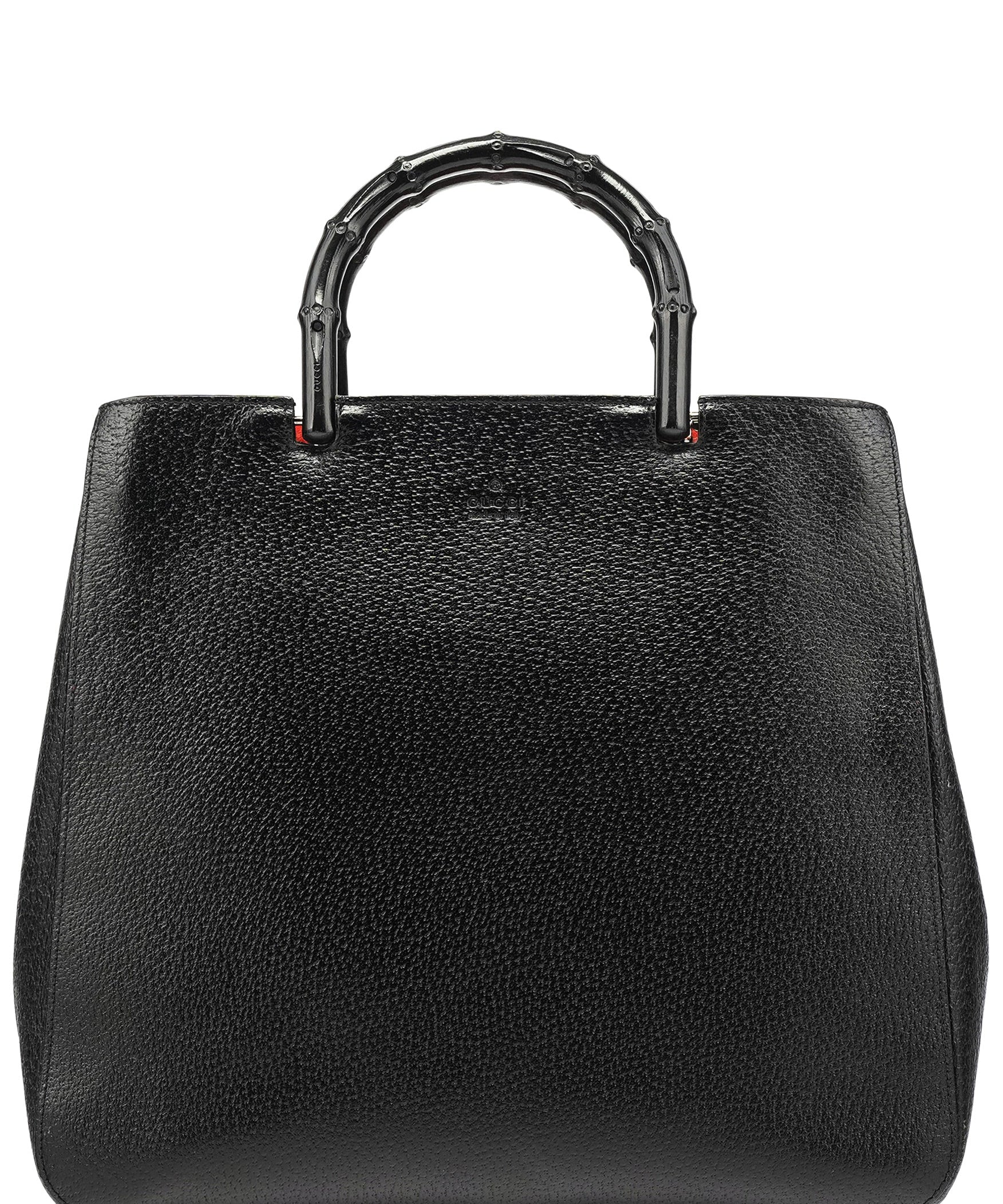 Gucci 002 1060 Black Leather Bamboo Tote Bag