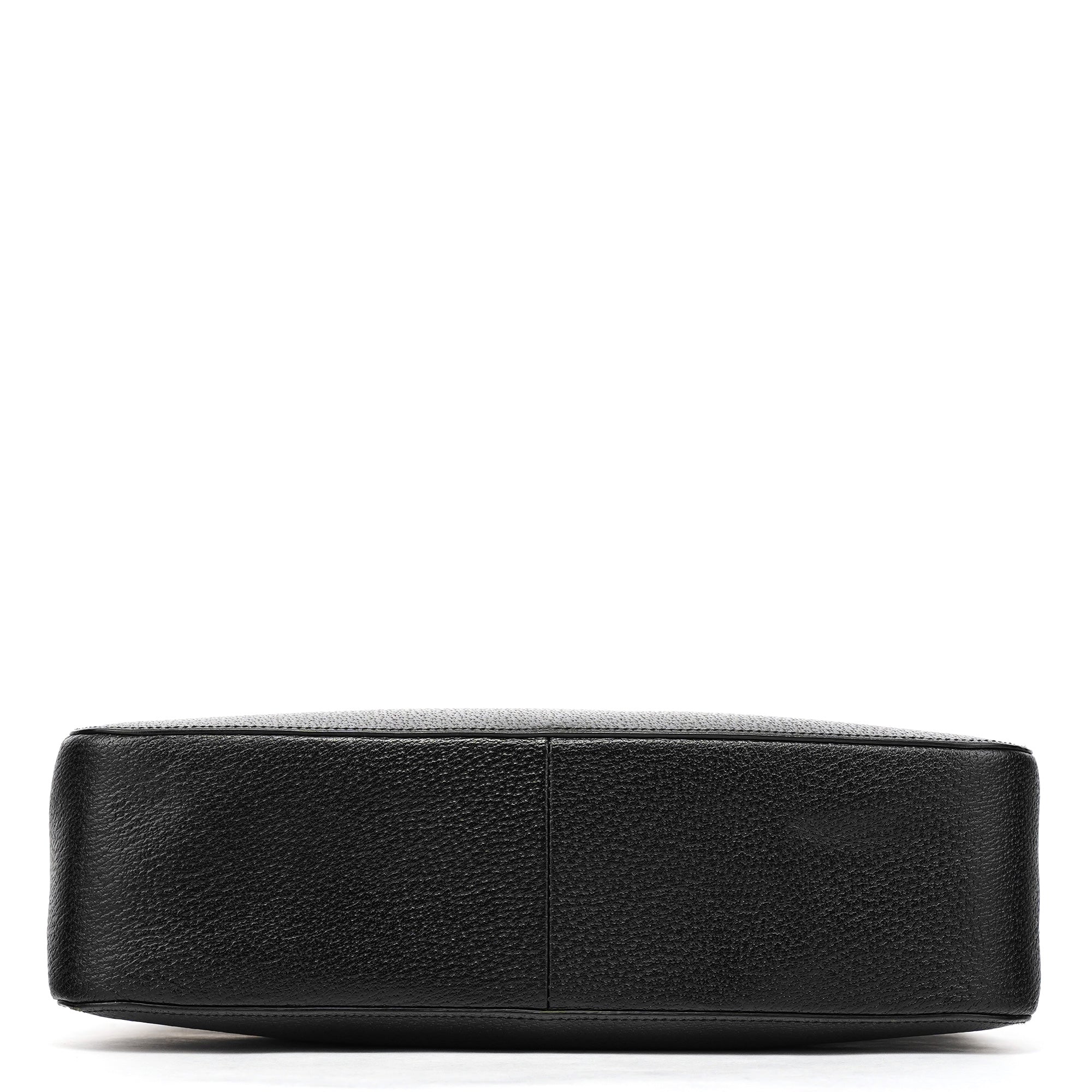 Gucci 002 1060 Black Leather Bamboo Tote Bag