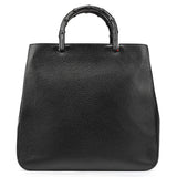 Gucci 002 1060 Black Leather Bamboo Tote Bag