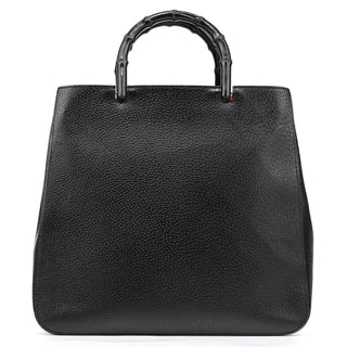 Gucci 002 1060 Black Leather Bamboo Tote Bag