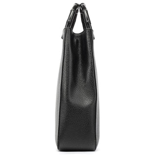 Gucci 002 1060 Black Leather Bamboo Tote Bag