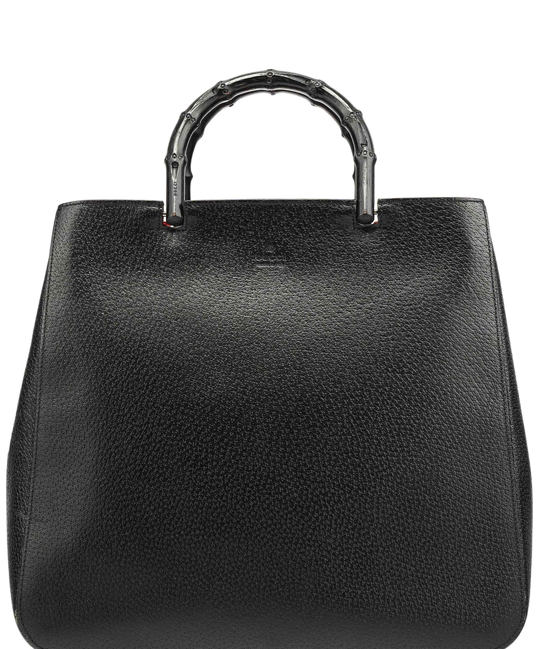 Gucci 002 1060 Black Leather Bamboo Tote Bag