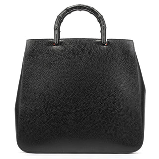 Gucci 002 1060 Black Leather Bamboo Tote Bag