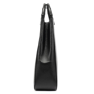 Gucci 002 1060 Black Leather Bamboo Tote Bag