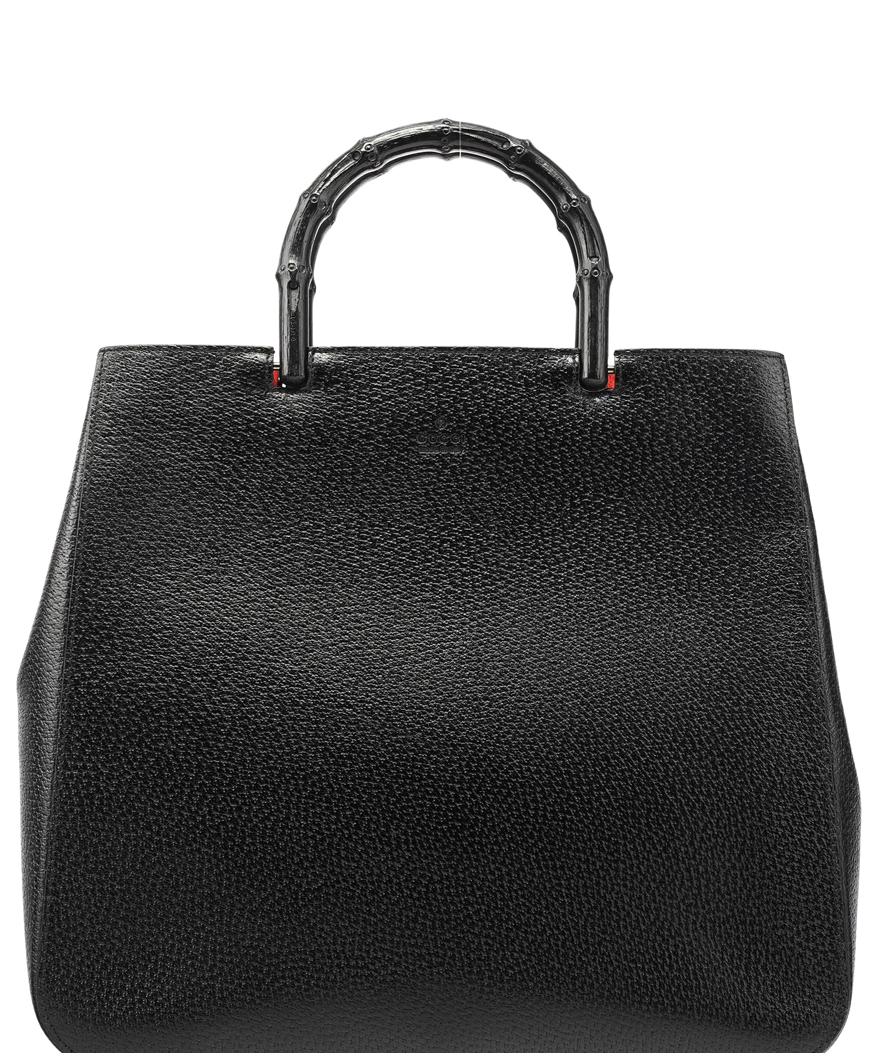 Gucci 002 1060 Black Leather Bamboo Tote Bag