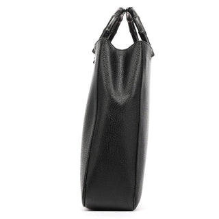 Gucci 002 1060 Black Leather Bamboo Tote Bag