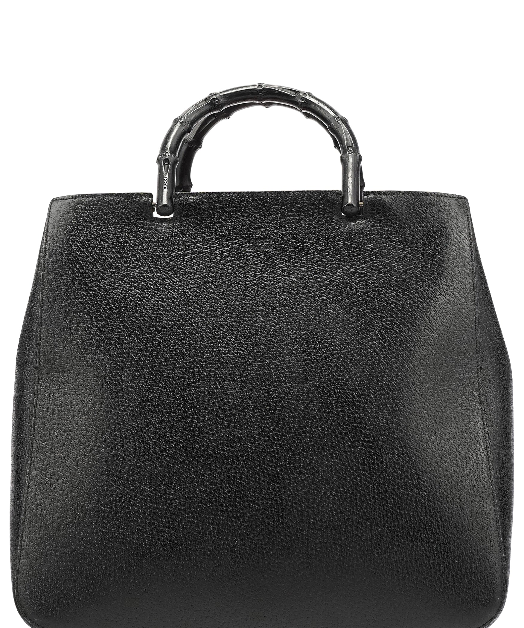 Gucci 002 1060 Black Leather Bamboo Tote Bag