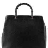 Gucci 002 1061 Black Leather Bamboo Tote