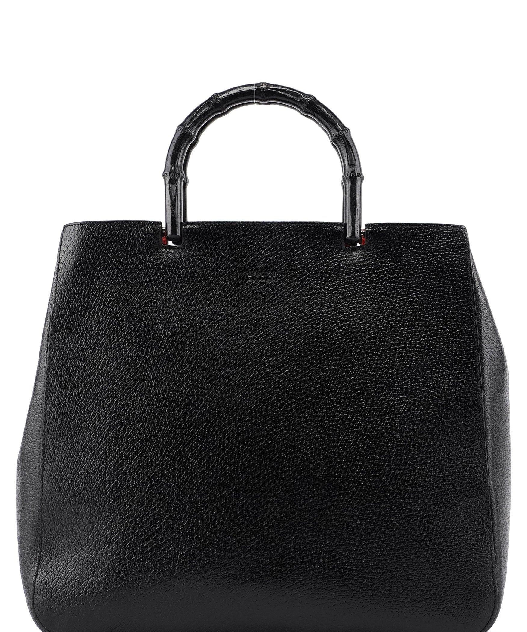 Gucci 002 1061 Black Leather Bamboo Tote