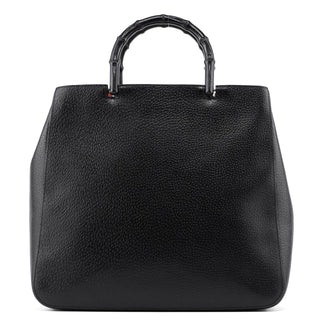 Gucci 002 1061 Black Leather Bamboo Tote