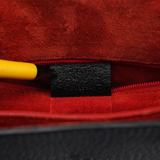 Gucci 002 1061 Black Leather Bamboo Tote Bag