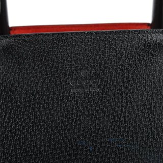 Gucci 002 1061 Black Leather Bamboo Tote Bag