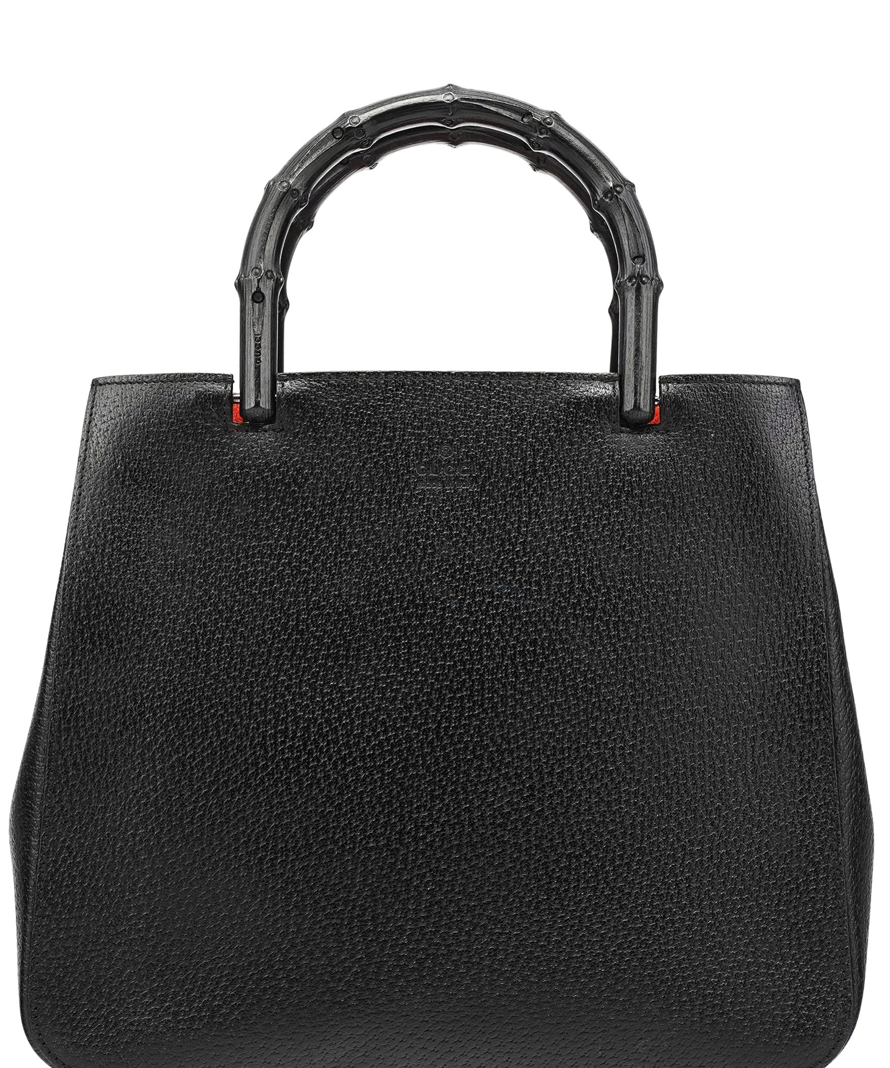 Gucci 002 1061 Black Leather Bamboo Tote Bag