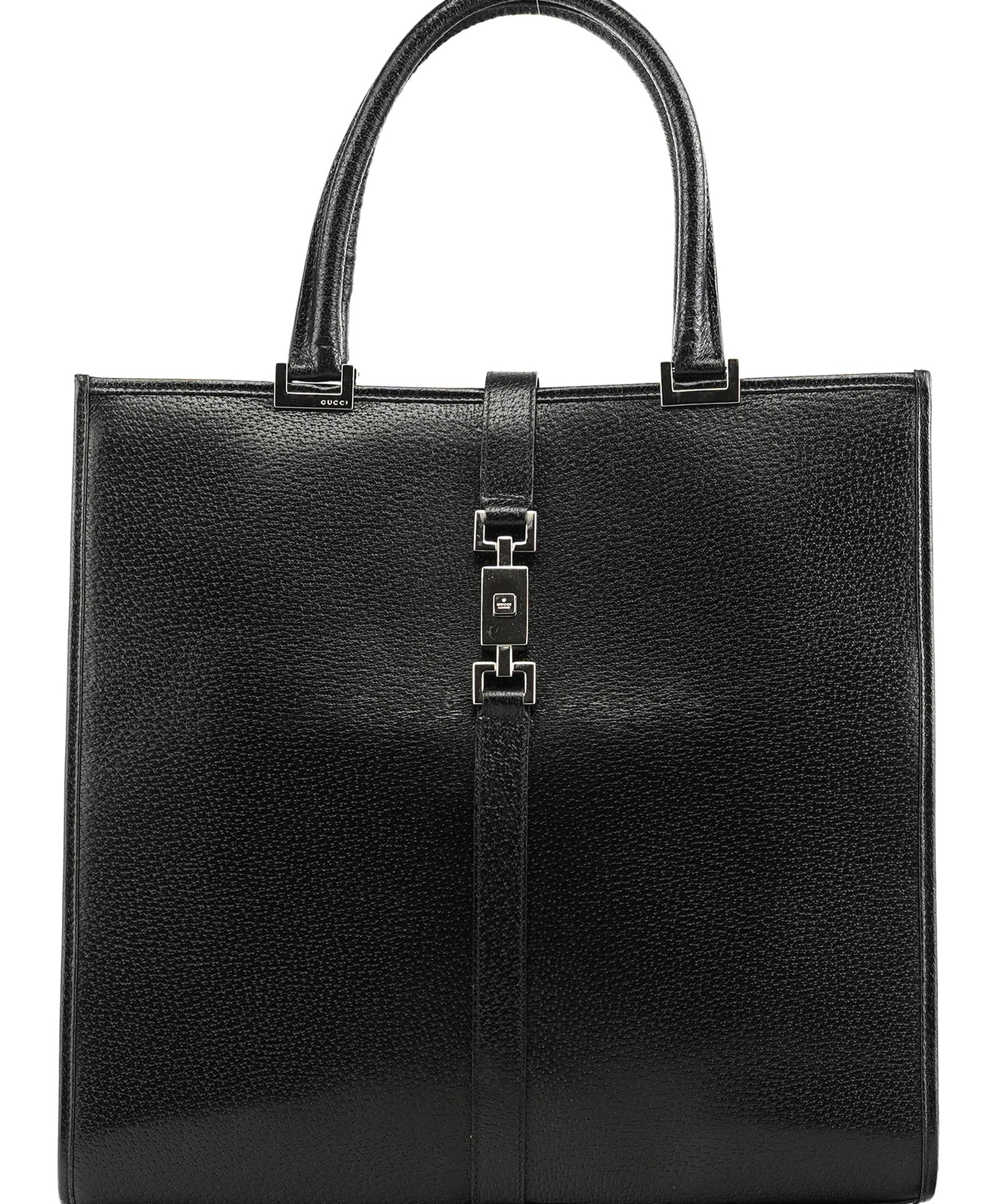 Gucci 002 1064 Black Leather Jackie Tote Bag
