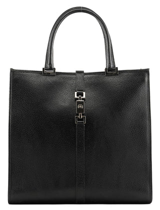 Gucci 002 1064 Black Leather Jackie Tote Bag